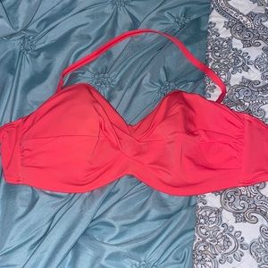 Coral bandeau bikini top